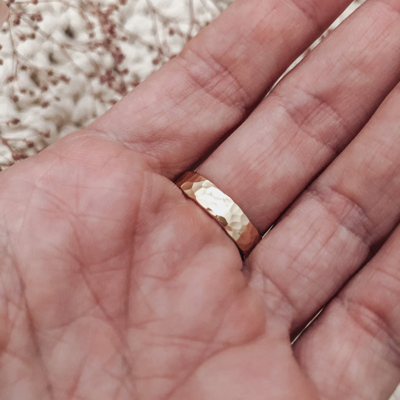 Wide Band Hammered Ring