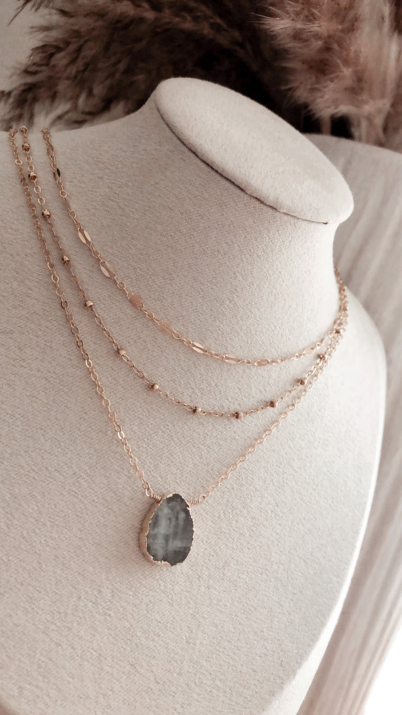 Natural Wire Wrapped Stone Necklace