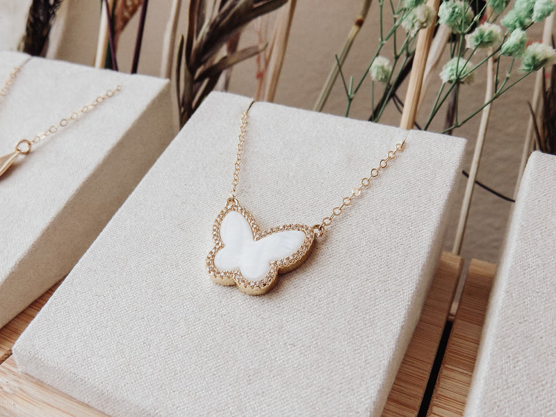 Pearl Shell Butterfly Necklace