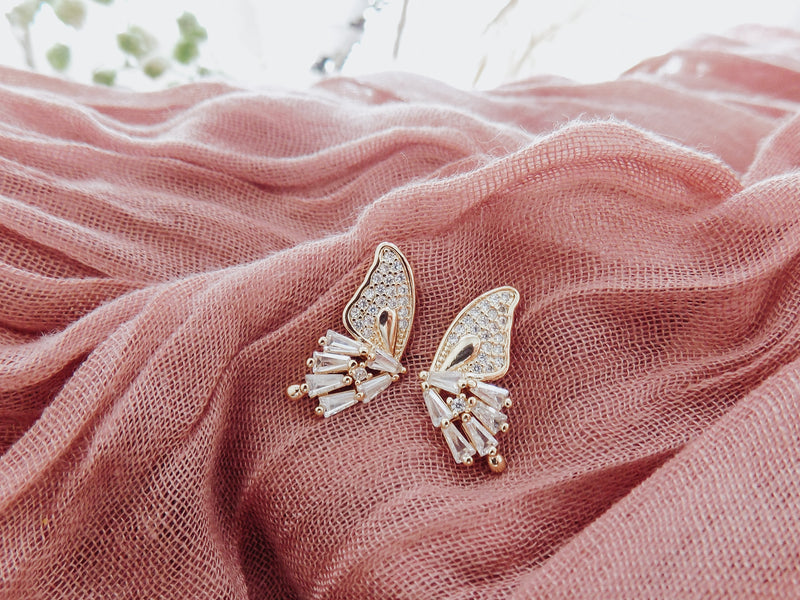 CZ Butterfly Wing Earrings