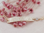 Birth Flower Garden Bracelet - Lara Large Bar w. Paper Clip Chain + Tiny Crystal