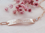 Personalized Lara Large Bar Bracelet w. Tiny Crystal