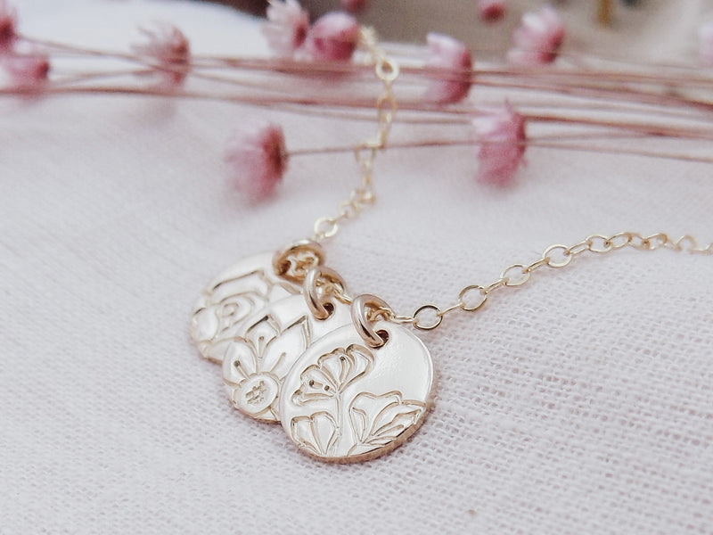 Birth Flower Mini Discs Necklace