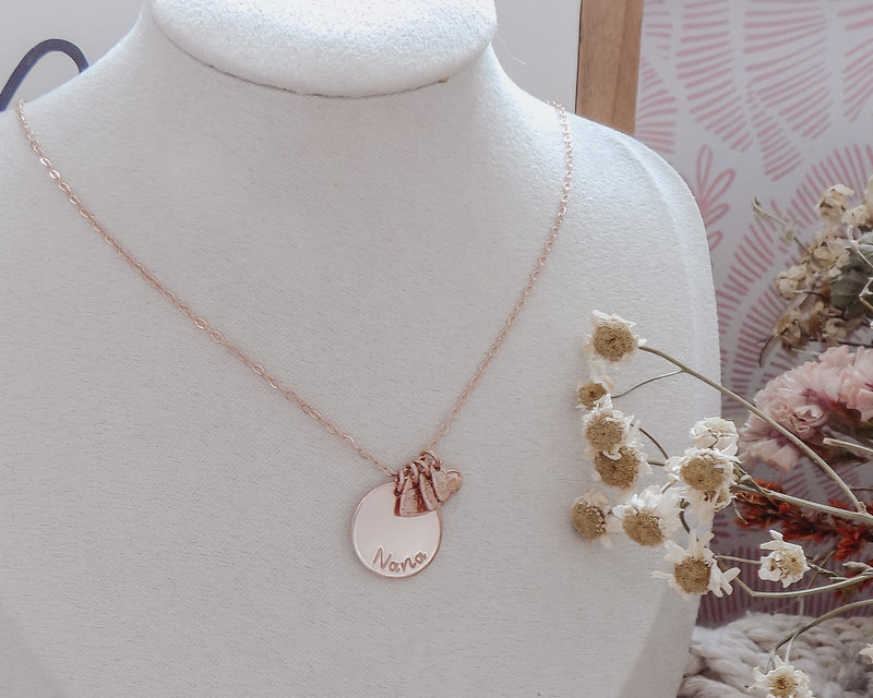 PREORDER :: Birth Flower Personalized Necklace - Mia + Mini Hearts