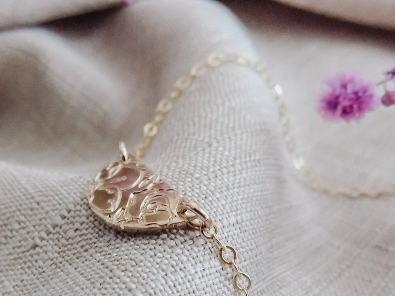 Birth Flower Necklace - Luna Mini Half Moon