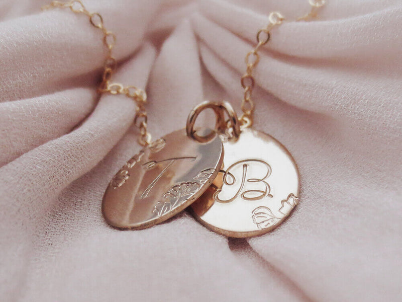 gold initials hand stamped jewelry