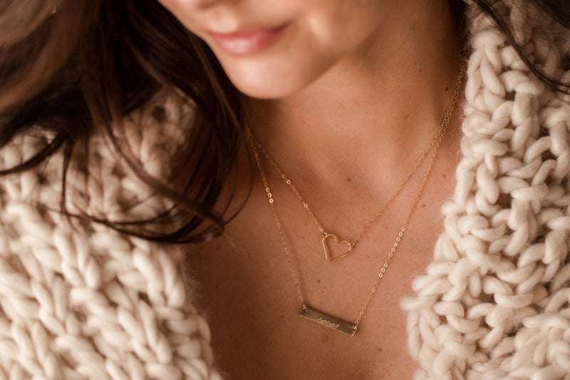 Hammered Open Heart Charm Necklace